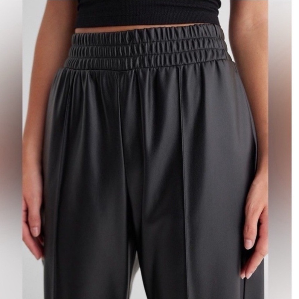 Express Black Vegan Leather Jogger Pants - Picture 3 of 6